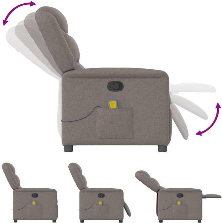 Produktbild VidaXL Massagesessel Taupe Stoff Massage TV-Sessel Sessel mit Massagefunktion
