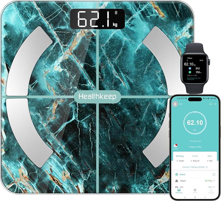 Healthkeep Digitale Körperfettwaage mit App & Bluetooth-Funktion (180 kg)
