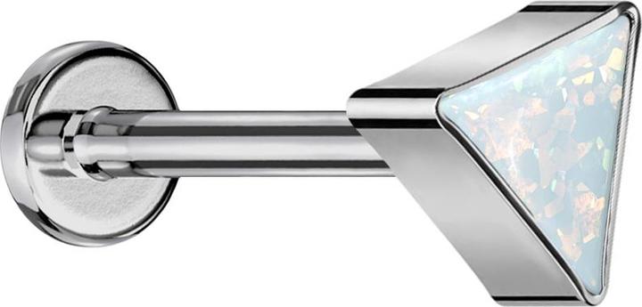 Actual product image Star Piercing Micro Labret internal thread silver triangle silver opal white (without brass, Titanium G23)