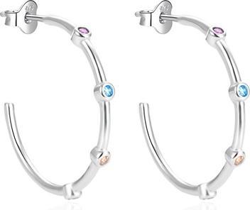 Image du produit Agato - Silver hoop earrings with colored zircons AGT-E067PC