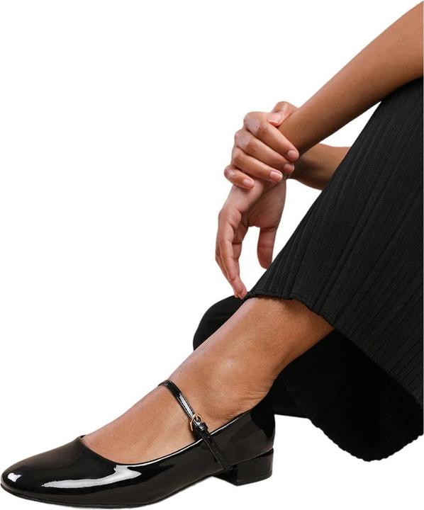 Actual product image Where's That From Womens/Ladies Minsk Patent Faux Leather Buckle Detail Wide Low Heel Ballet Shoes (37)
