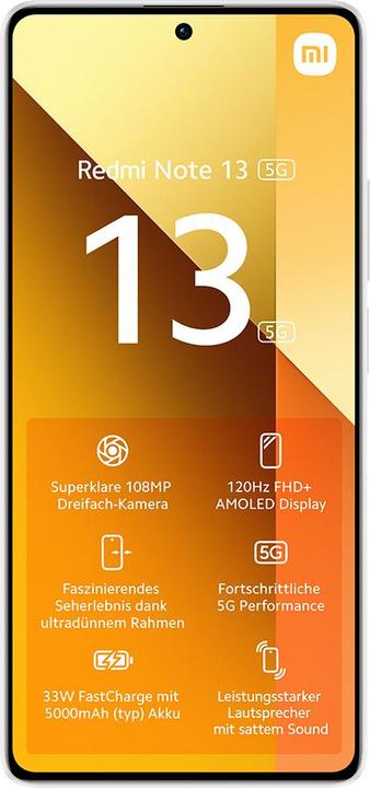 Productafbeelding Xiaomi Redmi Note 13 5G 6+128 Arctic Wit (128 GB, Arctisch wit, 6.67", Hybride dubbele SIM, 100 Mpx, 5G)