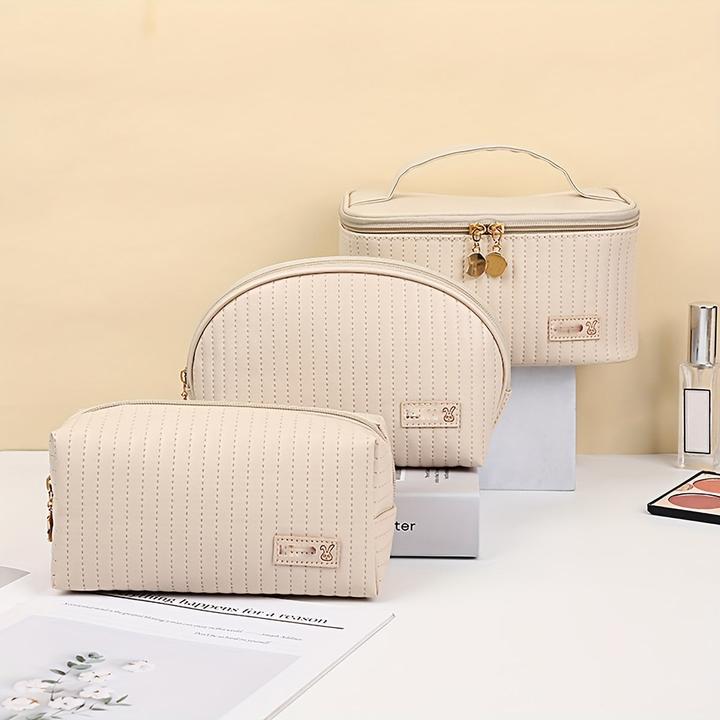 Image du produit Only-Bags.Store 3pcs/set cosmetic bag, portable large opening square cosmetic bag / shell design