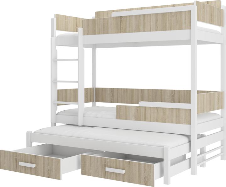 Image du produit ADRK Furniture Lit superposé triple avec matelas QUEEN 180x80 (180 x 80 cm)