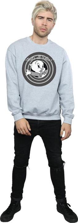 Actual product image Looney Tunes Mens That's All Folks Porky Pig Sweatshirt (3XL)