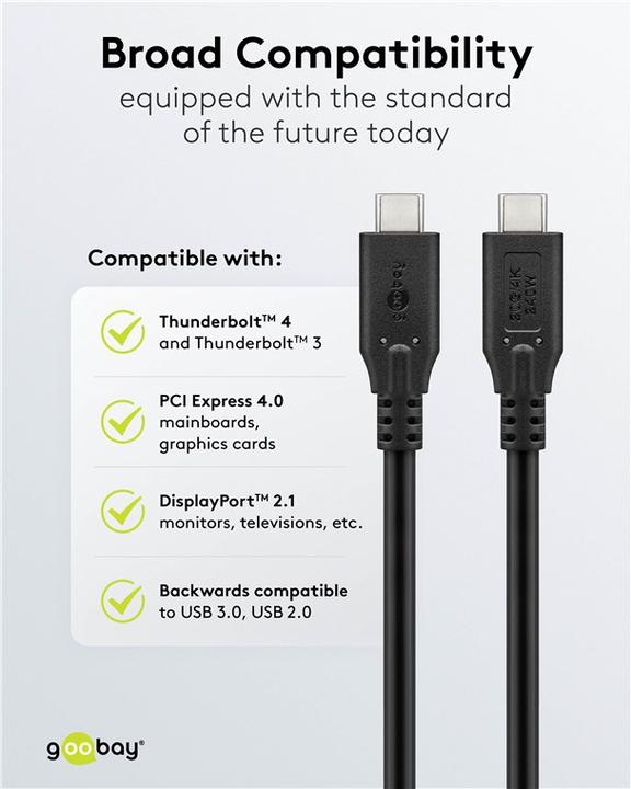 Image du produit Goobay Câble USB-C, USB4, 240 W, 20 Gbit/s, Power Delivery, 2 m (2 m, USB 4.0)