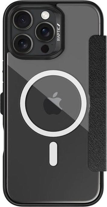 Actual product image Raptic iPhone 16 Pro - Urban Folio schwarz - Outdoor Flip Etui mit Magsafe funktion (Apple iPhone 16 Pro)