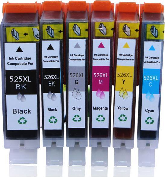 Actual product image Hermex Compatible Canon Pixma MG8150 Cartridges 6 pieces (M, Y, PGBK, GY, C, FC)