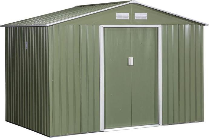 Swisshandel24 Abri de jardin en métal avec fondations Vert clair 277 x 195 x 192 cm