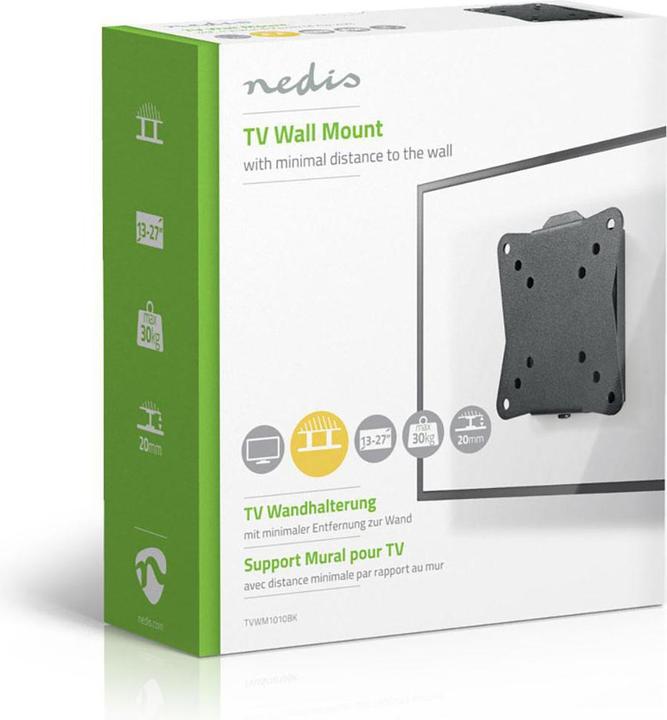 Immagine prodotto Nedis Supporto fisso per TV a parete | 13-27 " | Peso massimo dello schermo supportato: 30 kg | L minimo (Muro, 27", 30 kg)