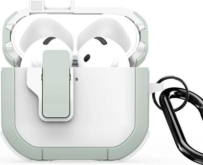 Dux Ducis Headphone case - AirPods 4 PECP Series PC+TPU Cover with Hook White Green (Ladecase Hülle)