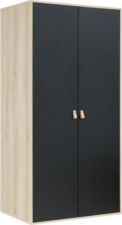 Image du produit Bopita Armoire 2 portes Lucas noir mat/naturel (105 cm)