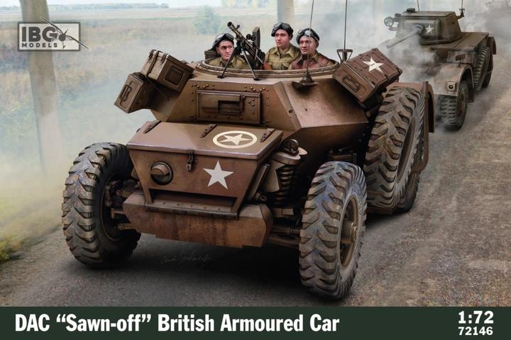 Actual product image Italeri DAC, sawn-off plastic model of a British armoured car in 1:72 scale