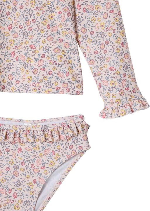 Vertbaudet Mädchen-Set mit UV-Schutz: Badeshirt & Bikinihose mit Rüschen