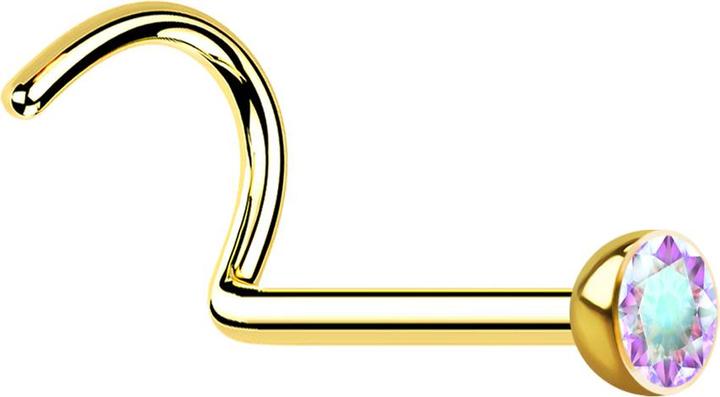 Image du produit Star Piercing Clou de nez courbé doré avec cristal multicolore (Acier chirurgical 316L, sans laiton)