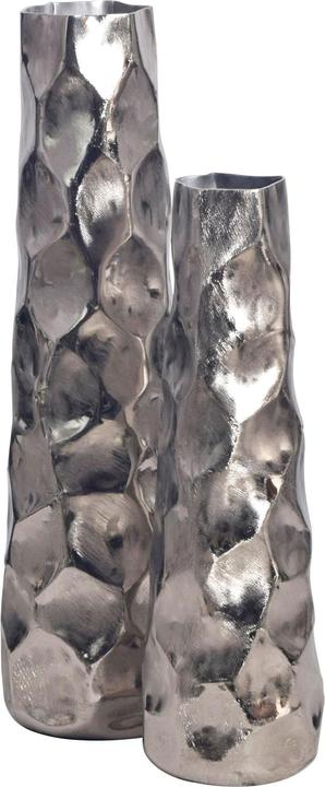 Immagine prodotto FineBuy Vase 2er Set Blumenvase Aluminium Tischvase Hammerschlag Dekovase Modern (2 x)