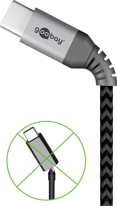 Image du produit Goobay Câble USB-C, textile, connecteur métallique, extra-résistant (0.50 m, USB 2.0)