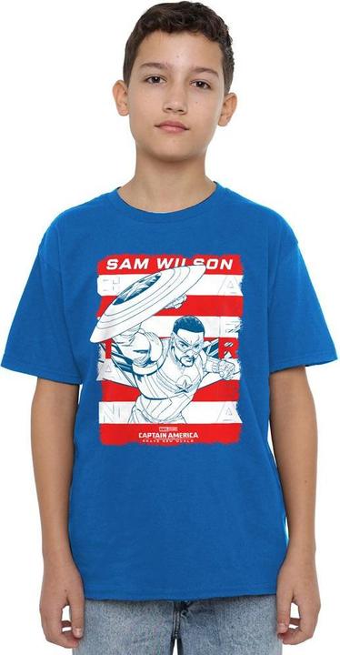 Actual product image Captain America Childrens/Kids Sam Wilson American Flag T-Shirt (140, 146)