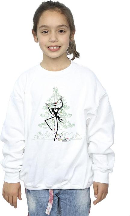 Actual product image Disney Girls The Nightmare Before Christmas Tree Green Sweatshirt (140, 146)