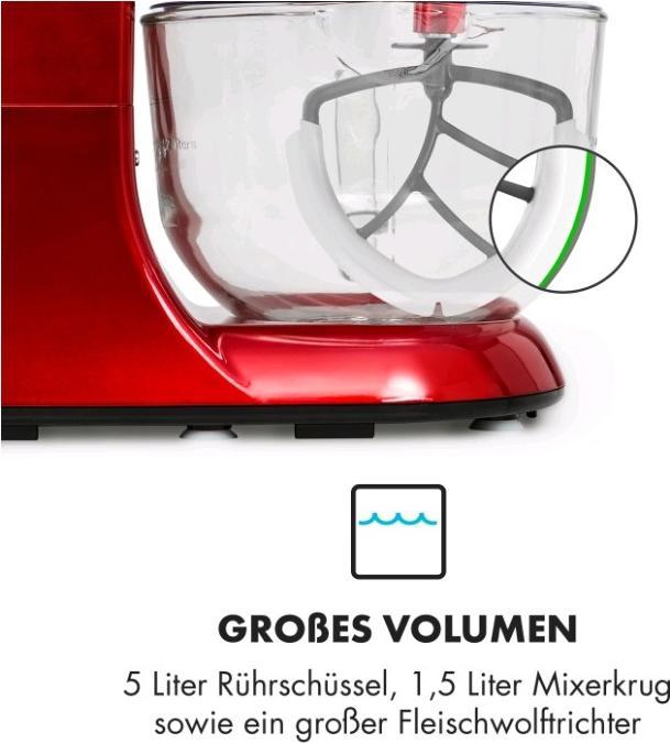 Produktbild Klarstein Lucia Rossa 2G Küchenmaschine Rot (1300 W)