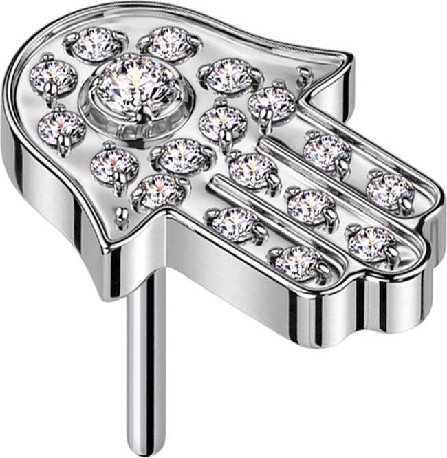 Produktbild Star Piercing Threadless Hamsa silber Kristalle silber (Titan G23, ohne Messing)