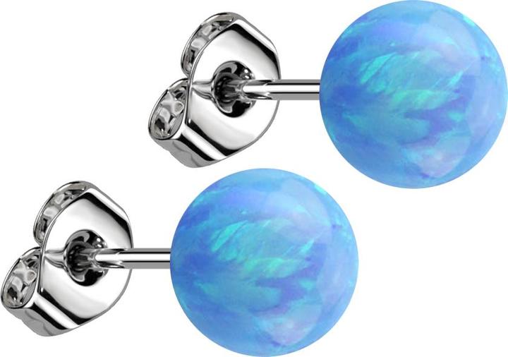Produktbild Star Piercing Ohrstecker mit Kugel Opal hellblau (ohne Messing, Chirurgenstahl 316L)
