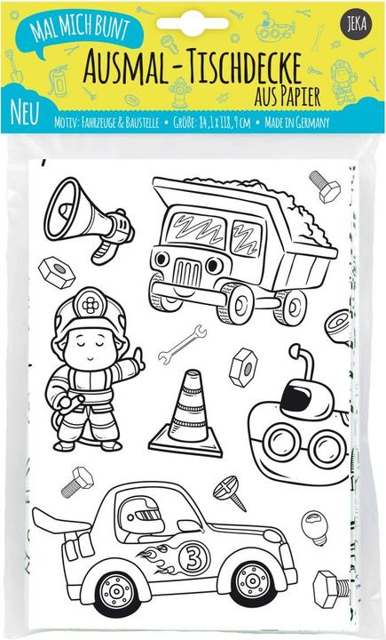 Produktbild Jeka mal mich bunt Ausmal-Tischdecke aus Papier “Fahrzeuge & Baustelle"