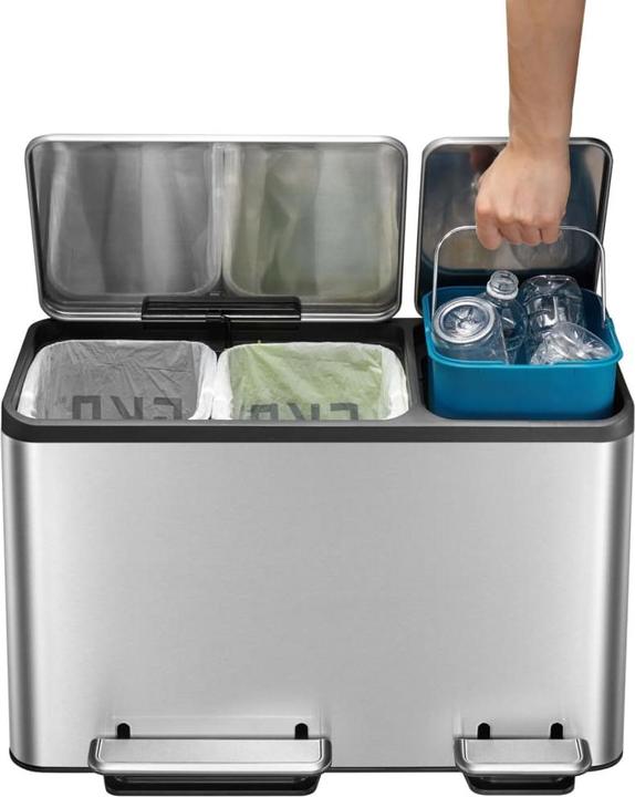Produktbild EKO Treteimer EcoCasa 15+15+15 Liter edelstahl (45 l)