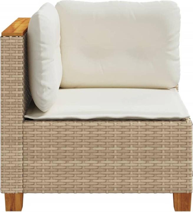 Image du produit VidaXL Jardin Canapé d'angle Coussin Canapé central Canapé de jardin Beige Poly rotin