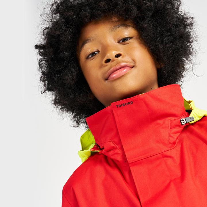 Produktbild Tribord Regenjacke Segeljacke Kinder wasserdicht winddicht - Sailing 300 rot/gelb (10, 11, 12)
