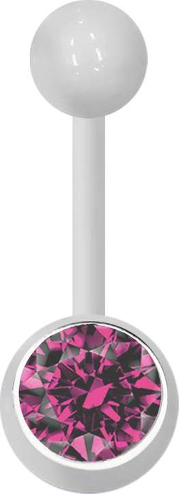 Immagine prodotto Star Piercing Banana bianca con palla e cristallo rosa (Acrilico, senza ottone)