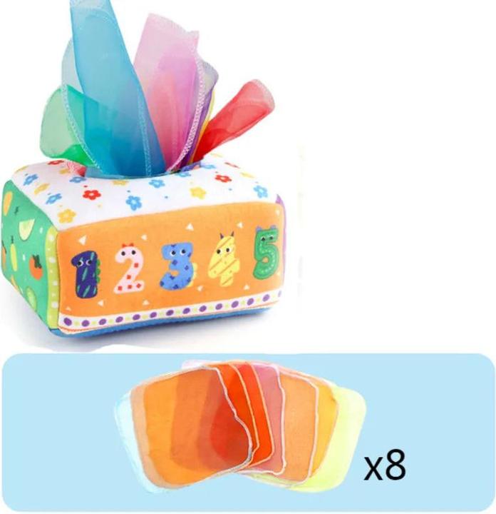 Activity Board Baby Tissue Box Educational Toys Colourful soft sensory toys for toddler finger exercise