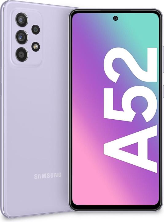 Actual product image Samsung Galaxy A52 EU (128 GB, Lavender, 6.40", Dual SIM, 64 Mpx, 4G)