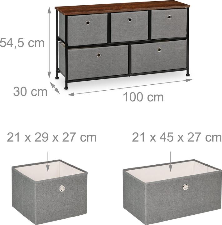 Immagine prodotto Relaxdays Cassettiera con-5-cassetti (100 x 30 x 54,5 cm)