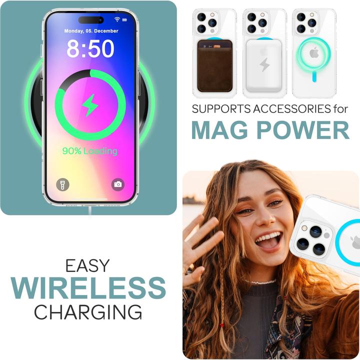 Produktbild Nalia Klare Hart Hülle, MagSafe Ring Leuchtet im Dunkeln (Apple iPhone 16 Pro)
