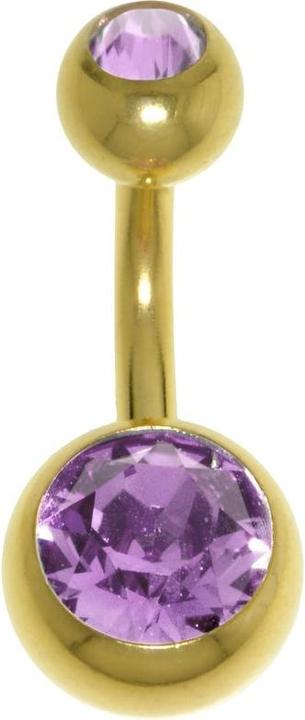 Produktbild Bijouteria Bauchpiercing (PVD Beschichtung (goldfarbig), Chirurgenstahl 316L, Premium Kristall)