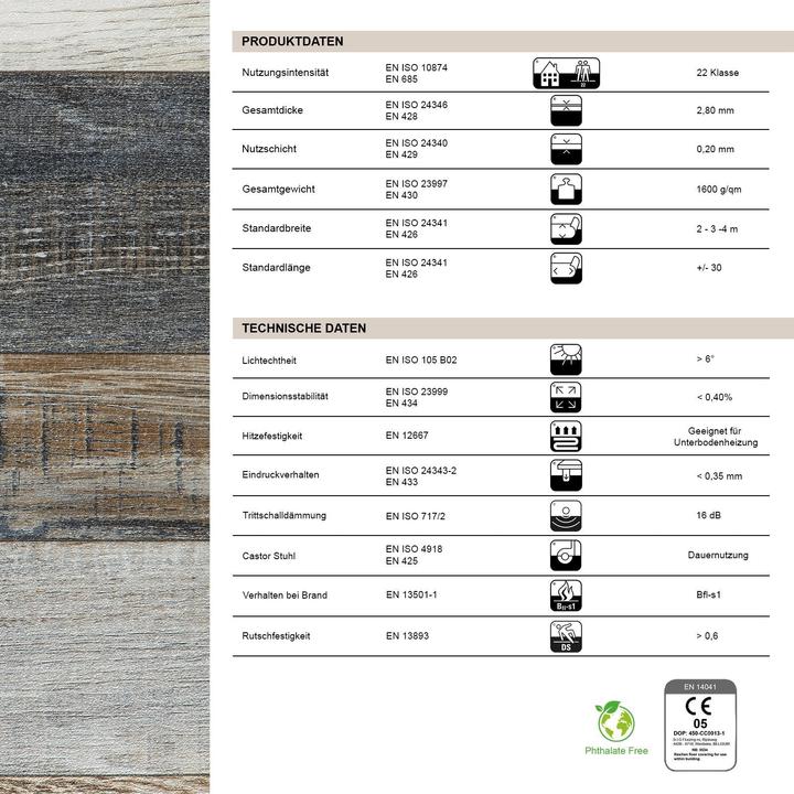 Nährwerte und Zutaten Karat Cuban Oak 967M (Vinylboden)