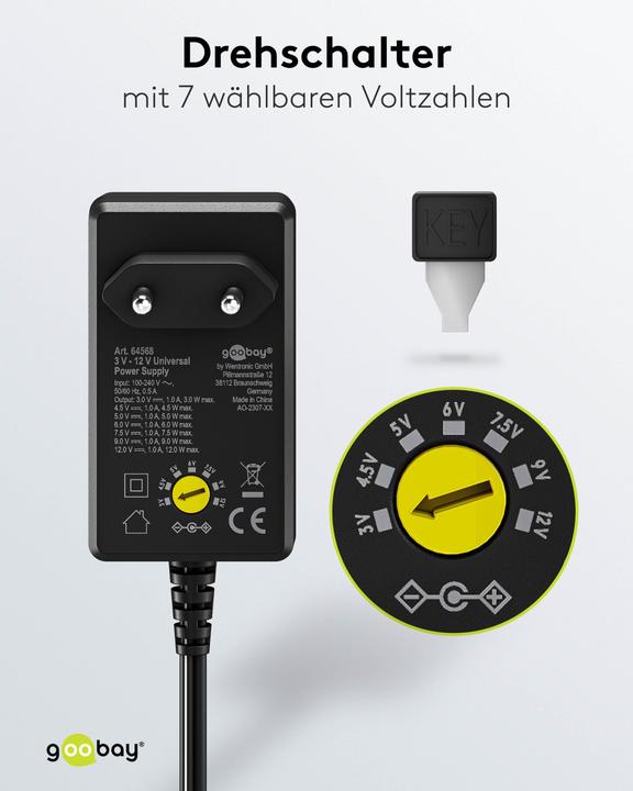 Produktbild Goobay Universal-Netzteil 3 V - 12 V
