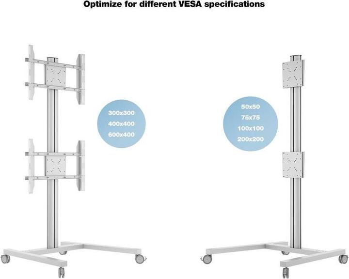 Immagine prodotto Multibrackets Supporto TV verticale doppio, - 55", metallo, argento (55", 60 kg)