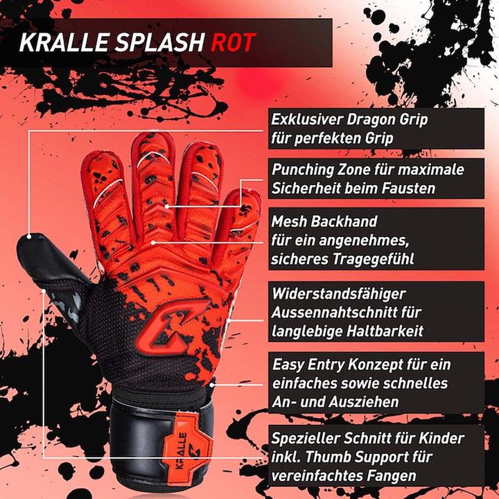 Immagine prodotto Catch & Keep Guanti da calcio Claw Splash Taglia 6 Guanti da portiere rossi (6)