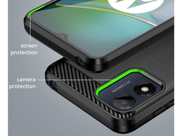 Actual product image Screenguard Motorola Moto E13 Case Carbon Brushed Soft TPU (Motorola Moto E13)