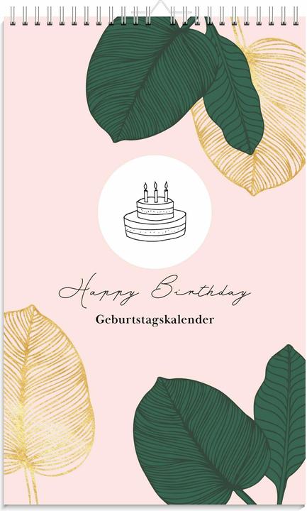 Immagine prodotto Calendario di compleanno eterno | calendario indipendente per compleanni in rosa | calendario di (13 x 21 cm, Tedesco)