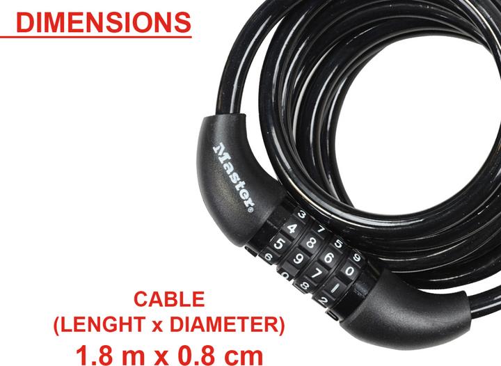 Immagine prodotto Master Lock Blocco con cavo a spirale (180 cm)