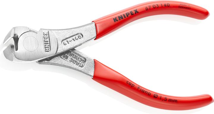 Actual product image Knipex 67 03 140 High Leverage End Cutting Nipper plastic coated chrome-plated 145 mm (145 mm)
