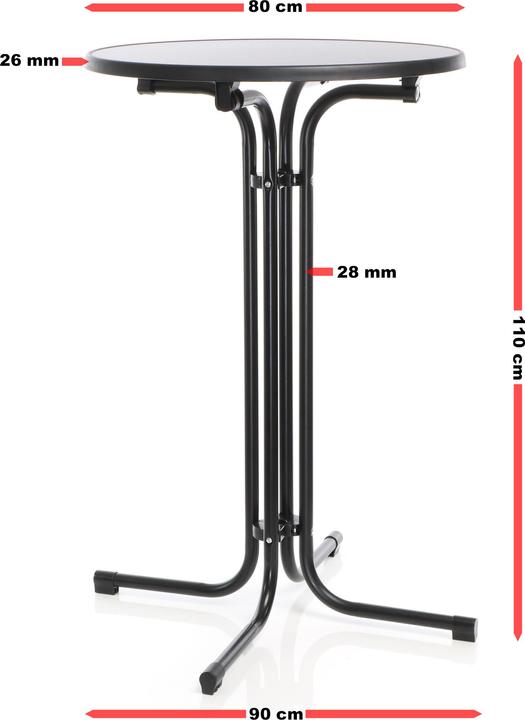 Actual product image Wiltec Toboli folding bistro table black Ø 80 cm high table bar table party table round