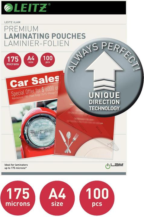 Actual product image Leitz Laminating film (A4, 100 Piece, 175 µm)