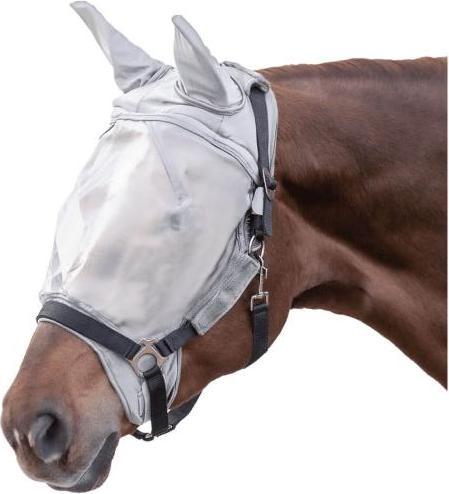 Waldhausen Premium Fliegenmaske mit Ohrenschutz für Pferde Silber Warmblut