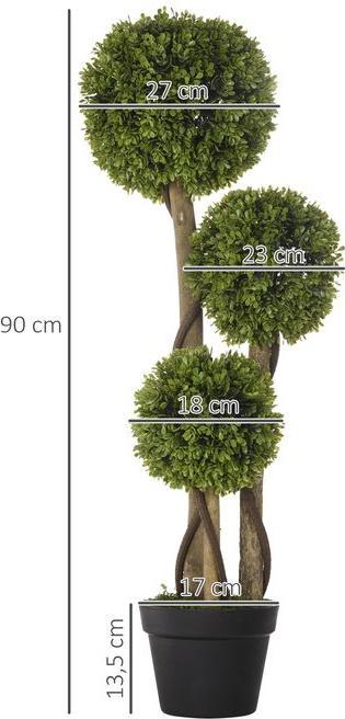 Produktbild Swisshandel24 Künstliche Pflanze, 90 cm Buchsbaum im Blumentopf, UV-Schutz, Zimmerpflanze für Wohnzimmer, Balkon (90 cm)