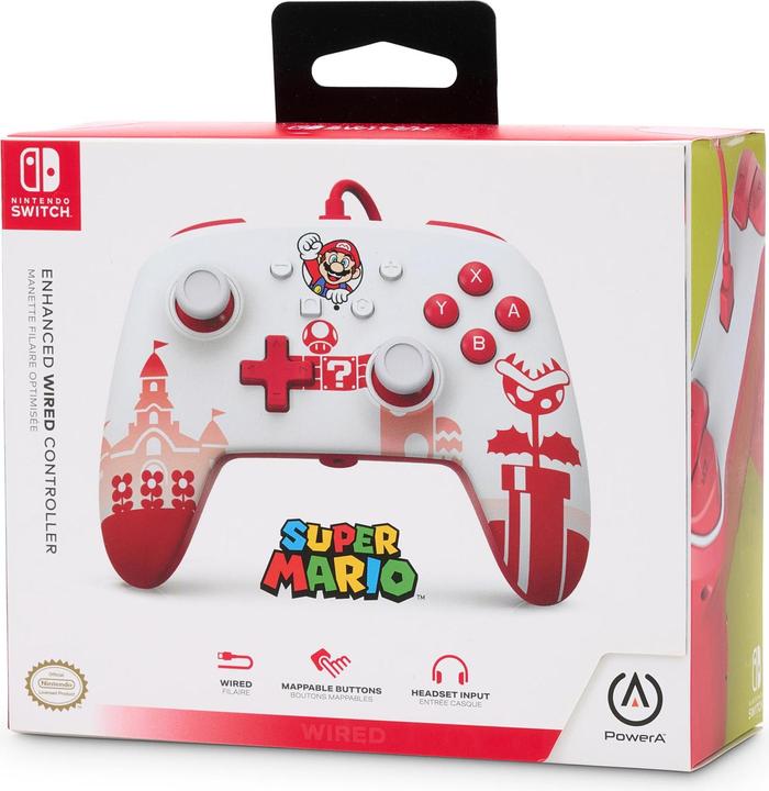 Immagine prodotto PowerA Controller per Nintendo Switch (con cavo, Mario Red/White, licenza ufficiale) (Switch)