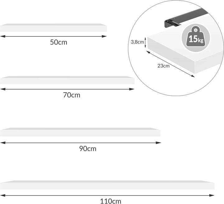 Actual product image Casaria Wandregale (110 x 23 x 3.8 cm)